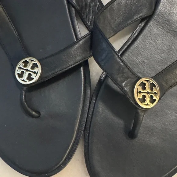 Tory Burch Black and Gold Sandals - Picture 4 of 16
